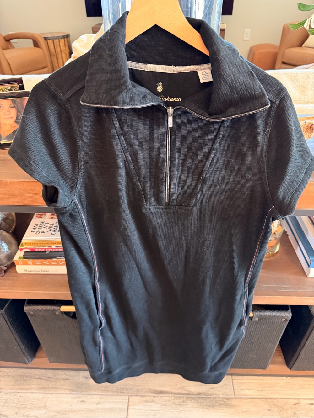Tommy Bahama Black Short-Sleeve Zip Polo Dress